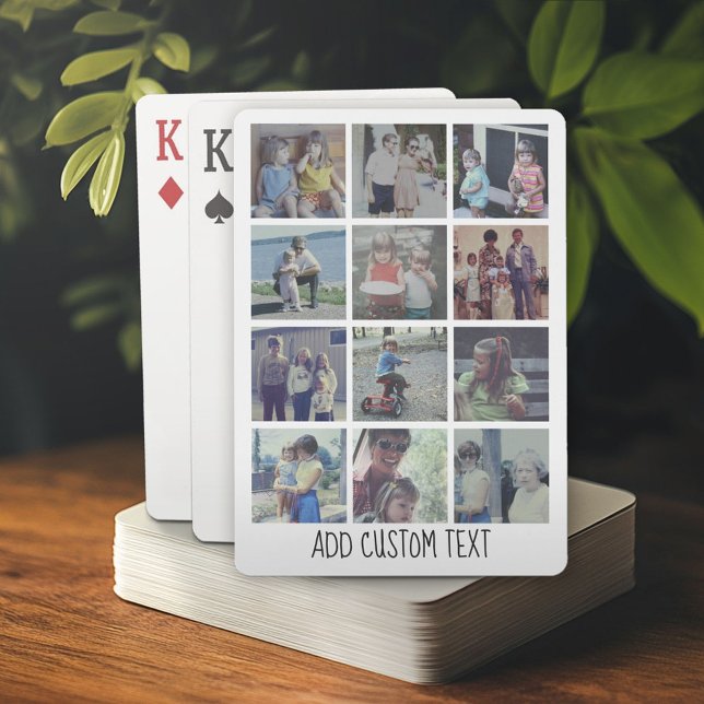Jeu De Cartes 12 Photo Collage - grille avec zone de texte - bla (Custom Poker Playing Cards)