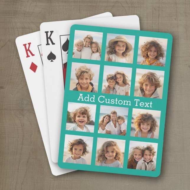 Jeu De Cartes 12 Photo Instagram Collage avec Arrière - plan ver (Personalized playing cards with a fun photo collage)