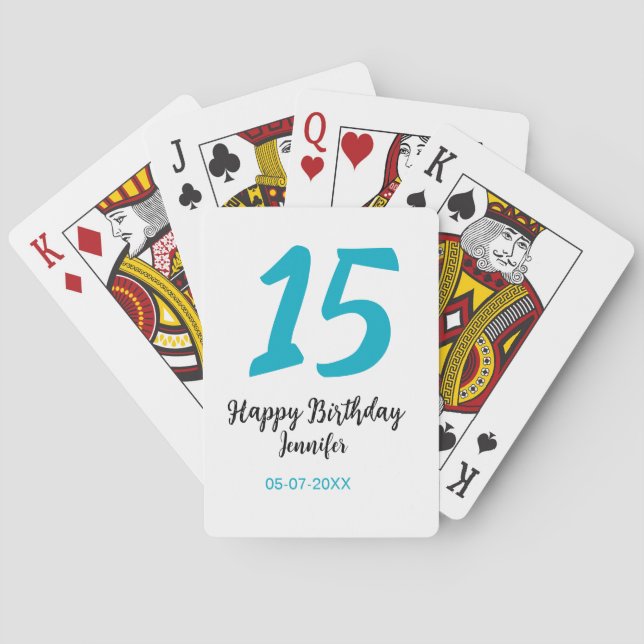 Jeu De Cartes 15e anniversaire quiencenera ajouter date année te (dos)