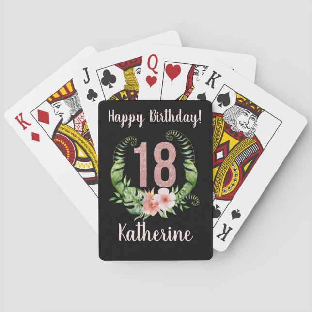 Jeu De Cartes 18e anniversaire floral noir (dos)