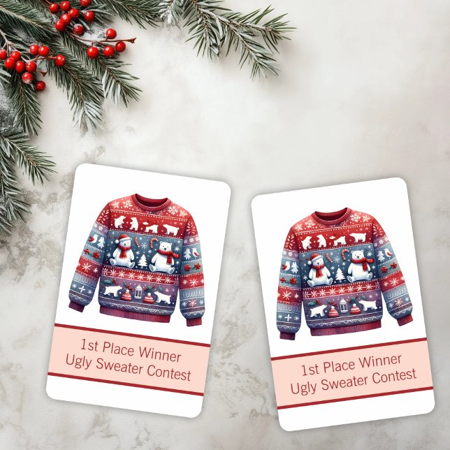 Jeu De Cartes 1ère place Gagnante Laid Sweater Concours Rouge Bl (Créateur téléchargé)