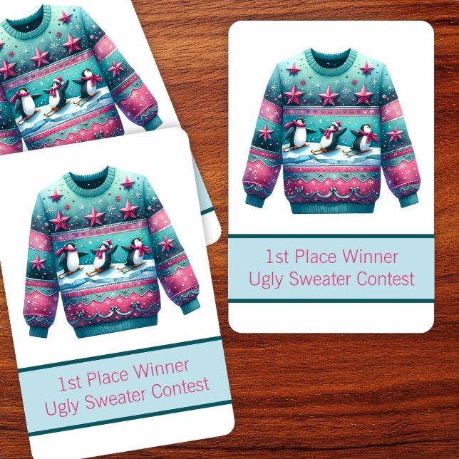 Jeu De Cartes 1ère place gagnante Ugly Sweater Concours rose Tur (Créateur téléchargé)