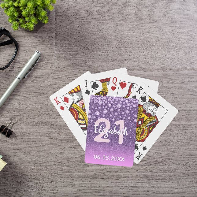 Jeu De Cartes 21e anniversaire diamants parties scintillant rose (Créateur téléchargé)