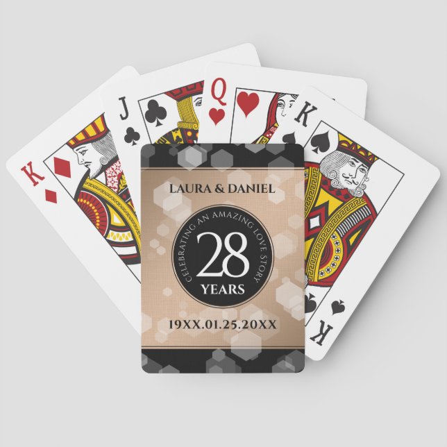 Jeu De Cartes 28e anniversaire du Mariage de lin élégant (dos)