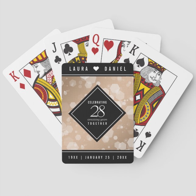 Jeu De Cartes 28e anniversaire du Mariage de lin élégant (dos)