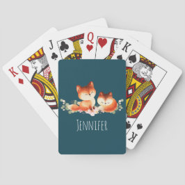 Jeu De Cartes 2 mignons Petits Renards Rouges Aquarelle Design
