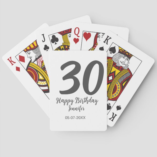 Jeu De Cartes 30e anniversaire ajouter nom date année noir modèl (dos)