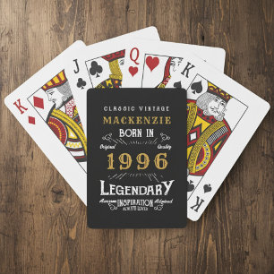 Jeu De Cartes 30e anniversaire Né en 1996 Légende Noir Or