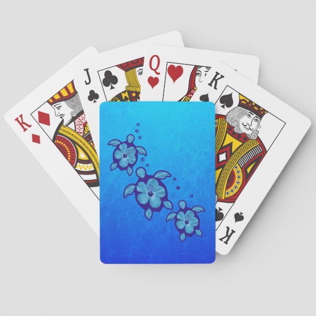 Jeu De Cartes 3 Tortues Honu Bleues (dos)
