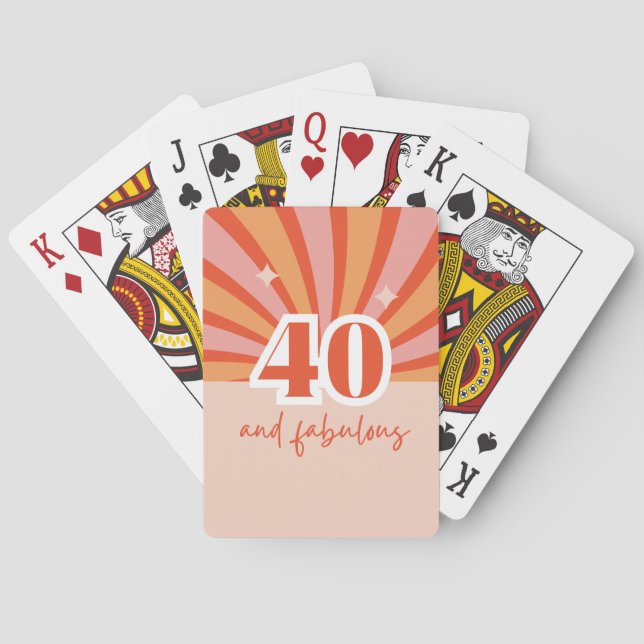Jeu De Cartes "40 et fabuleux", pêche rétro brillant petit (dos)