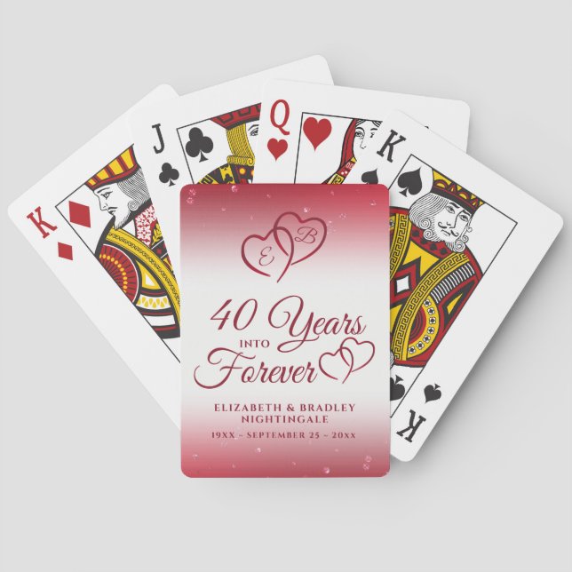 Jeu De Cartes 40e Anniversaire Ruby Heart 40 ANS EN FOREVER (dos)