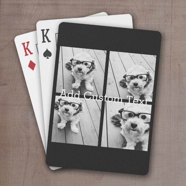 Jeu De Cartes 4 Collage de photos - vous pouvez changer la coule (Personalized Playing Cards - Add 4 Photos and Custom Text)