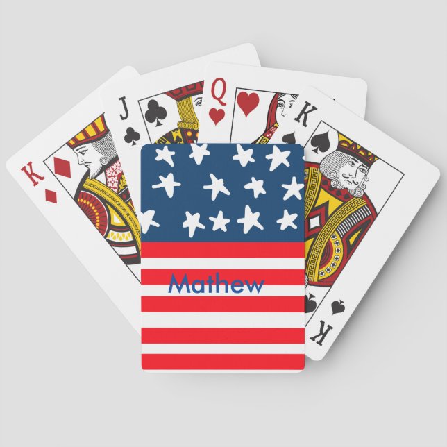 Jeu De Cartes 4 juillet jour de l'indépendance ajouter nom texte (dos)
