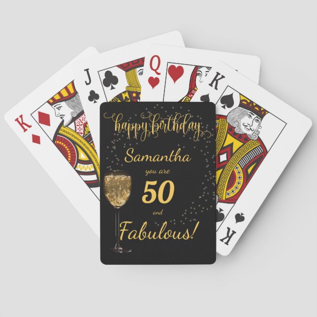 Jeu De Cartes 50 ans et Fabuleux modèle d'anniversaire noir et o (dos)