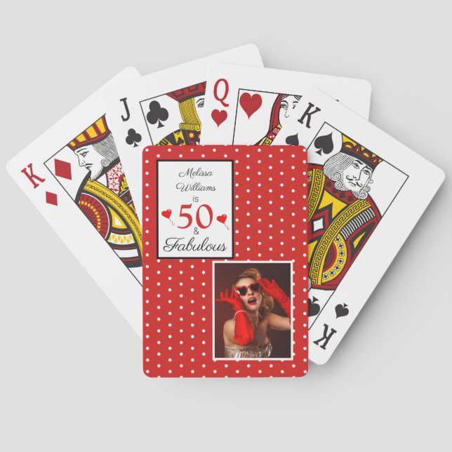 Jeu De Cartes 50e anniversaire 50 & Fabulous Custom Red White Do (dos)