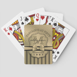 Jeu De Cartes 50e anniversaire Champagne Gold Polka Dot Stripes 