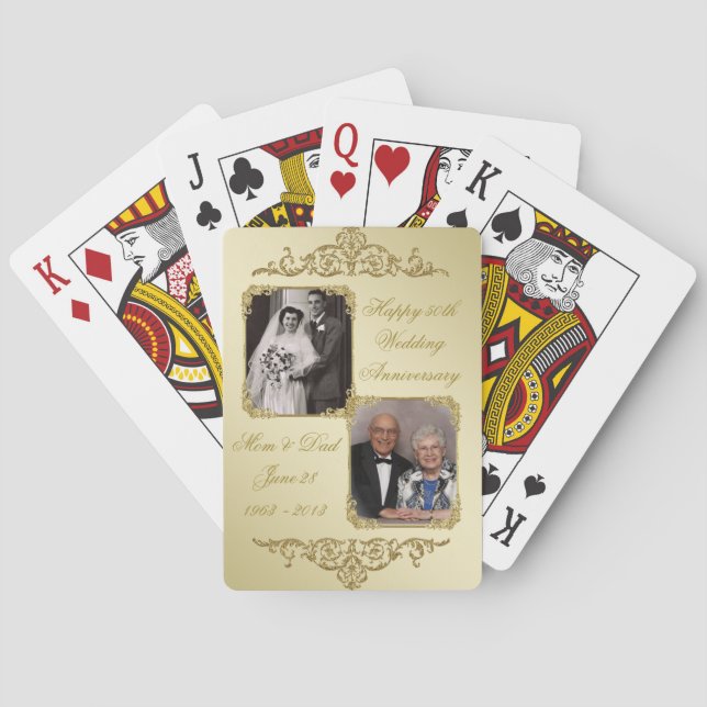 Jeu De Cartes 50e anniversaire de Mariage d'or Photo (dos)