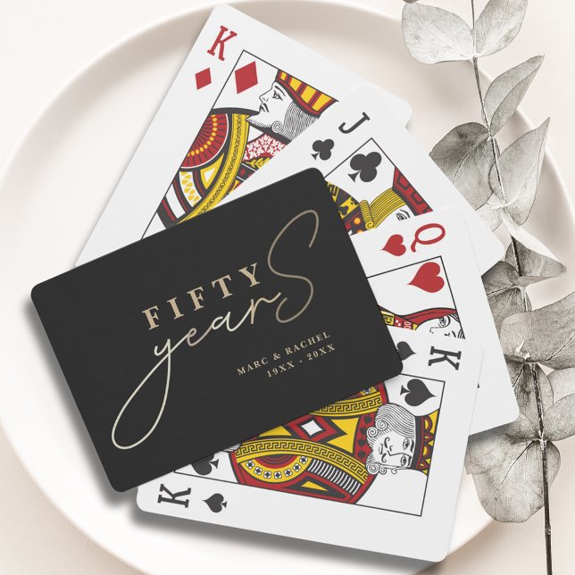 Jeu De Cartes 50e anniversaire de Mariage Gold Black Favors (Créateur téléchargé)