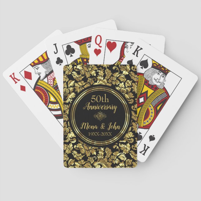 Jeu De Cartes 50e anniversaire du Mariage Black & Gold (dos)