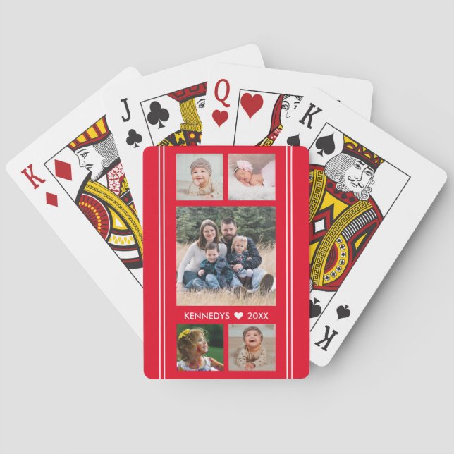 Jeu De Cartes 5 Collage Photo Famille Rouge Et Blanc (dos)
