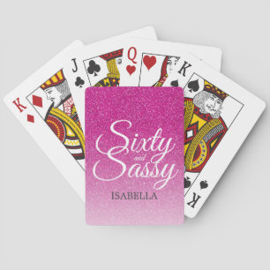 Jeu De Cartes 60 et Sassy Hot Pink Parties scintillant Ombre Nom