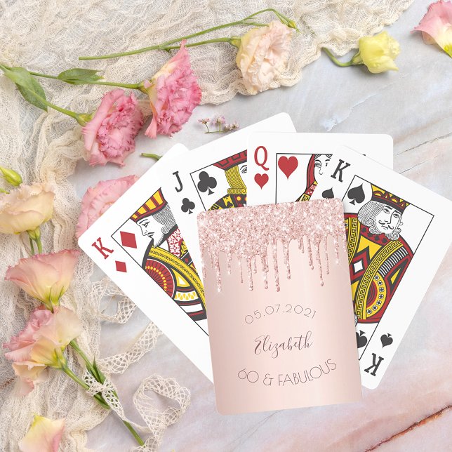 Jeu De Cartes 60 & fabuleux rose or parties scintillant gouttes  (Créateur téléchargé)