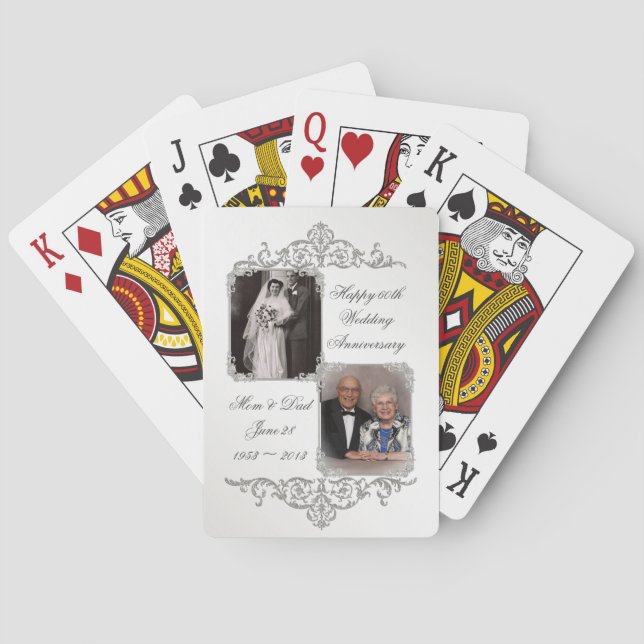 Jeu De Cartes 60ème anniversaire du Mariage de diamant Photo (dos)