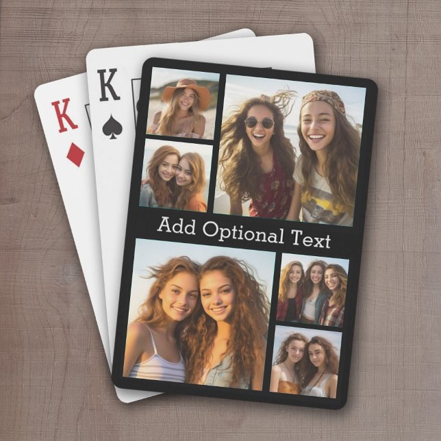 Jeu De Cartes 6 Collage de photos Texte facultatif — CAN Edit Co (Add 6 photos to personalize a set of playing cards. Make a great gift for friends and family.)