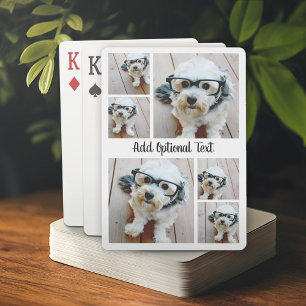 Jeu De Cartes 6 Collage photo avec texte de script - noir et bla