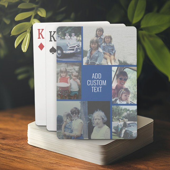 Jeu De Cartes 6 photo collage - arrière - plan bleu - texte blan (Custom Poker Playing Cards)