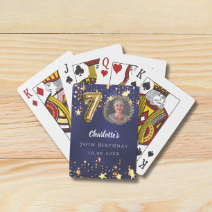 Jeu De Cartes 70e anniversaire photo étoiles bleues marine or
