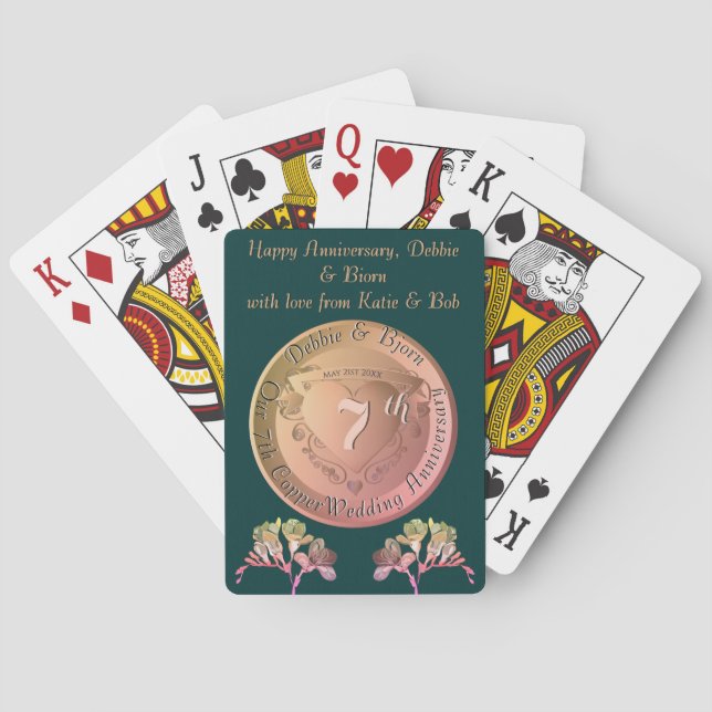 Jeu De Cartes 7e anniversaire du Mariage de cuivre (dos)