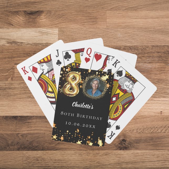 Jeu De Cartes 80e anniversaire noir étoiles d'or photo (Créateur téléchargé)
