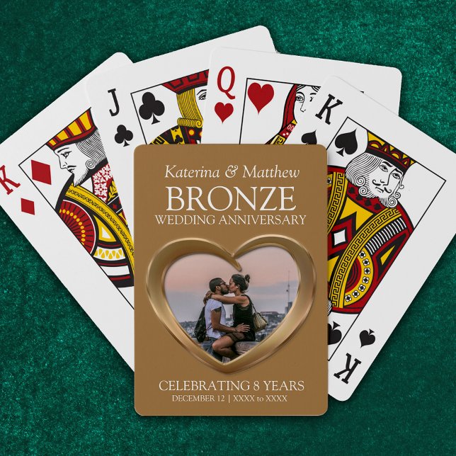 Jeu De Cartes 8e anniversaire Mariage bronze photo coeur (Créateur téléchargé)