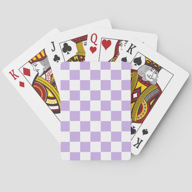 Jeu De Cartes à damiers Lavande et blanc (dos)