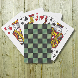 Jeu De Cartes À damiers moderne vert olive noir dégradé