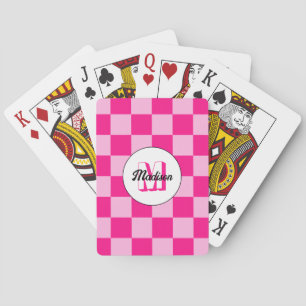 Jeu De Cartes à damiers rose chaud clair rétro
