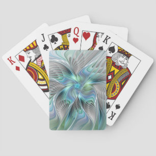 Jeu De Cartes Abstrait Bleu Vert Papillon Imaginaire Fractal Art