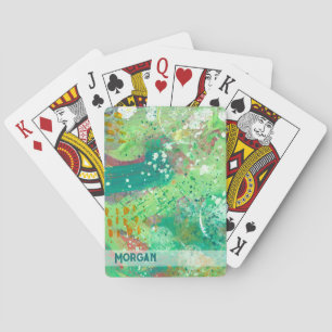 Jeu De Cartes Abstrait vert coloré Nom personnalisé