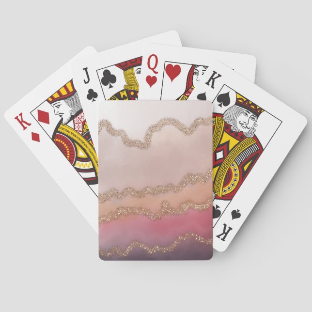 Jeu De Cartes Abstraite Ombre rose violet et Parties scintillant (dos)