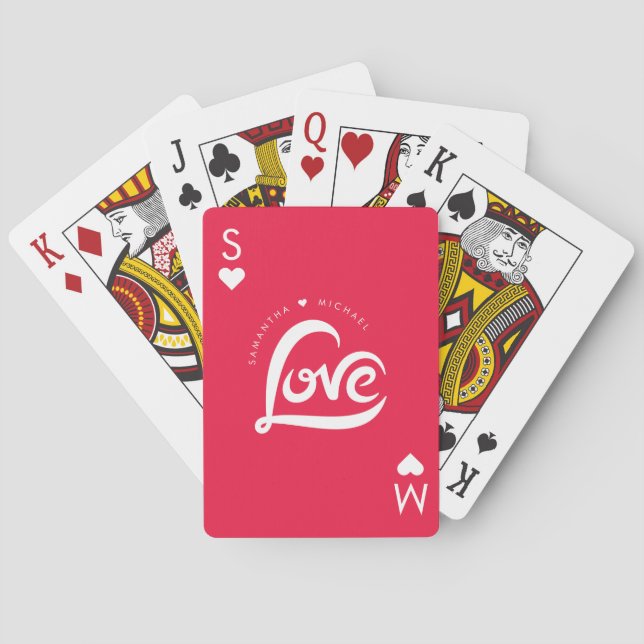 Jeu De Cartes Ace des Coeurs Initiales Valentines Day (dos)