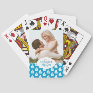 Jeu De Cartes Add Your   Blue Sailboat Pattern