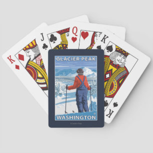 Jeu De Cartes Admirer de skieur - crête de glacier, Washington