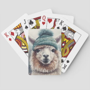 Jeu De Cartes Adorable alpaga portant beanie bleue