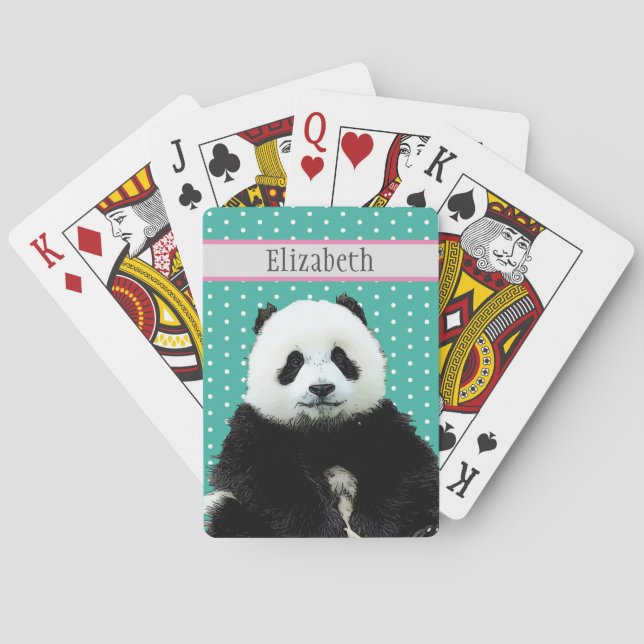 Jeu De Cartes Adorable Panda Ours Nom Turquoise Animal de l'enfa (dos)