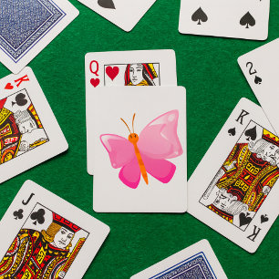 Jeu De Cartes adorable Papillon de dessin rose