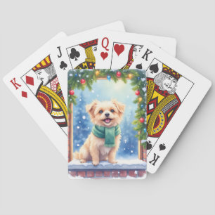 Jeu De Cartes Affenpinscher aquarelle cosy Noël enneigé
