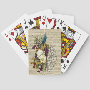 Jeu De Cartes affiche d'anatomie du cerveau floral médical