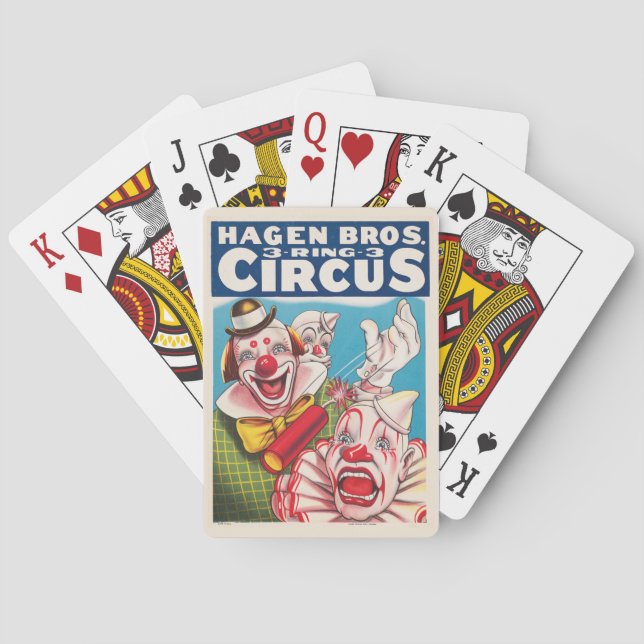 Jeu De Cartes Affiche De Cirque Montrant Les Visages Clown Et Cr (dos)