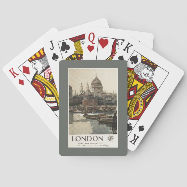 Jeu De Cartes Affiche de voyage de Great Western St Paul (dos)
